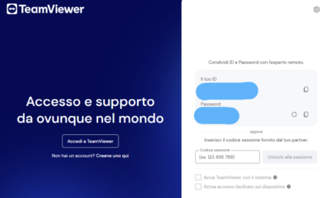 codici da fornire per supporto