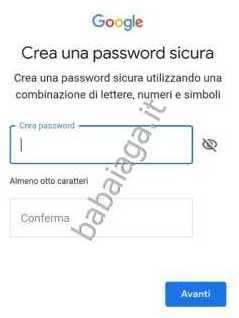inserire una password con conferma